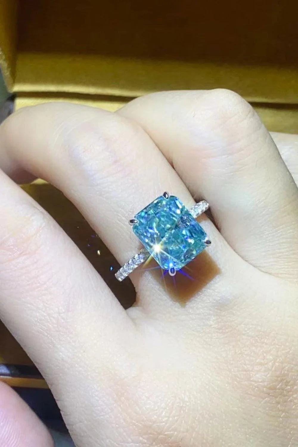 Elegant 2 carat moissanite ring in sleek 925 sterling silver with platinum plating