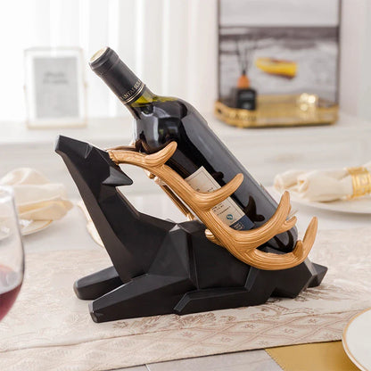 Elegant Nordic-style wine rack with deer decoration, perfect for dining table decor
