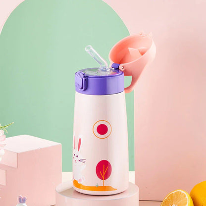 Charming cartoon-themed stainless steel thermal mug with 500ml capacity, perfect for children's hydration needs
