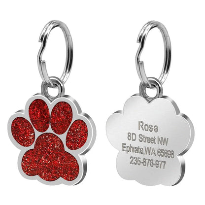 Customisable stainless steel pet ID tags in various colours, designed for identifying and protecting your beloved companion