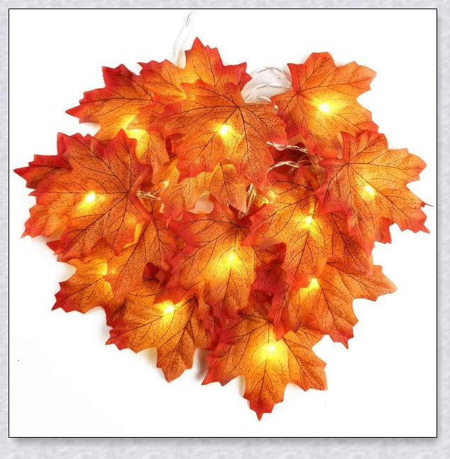 Mapelite Halloween Maple Leaf LED Light String - Realistic artificial leaves, soft warm glow, energy-efficient LED lights for festive home decor