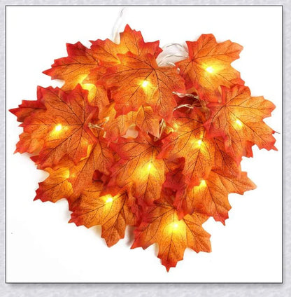 Mapelite Halloween Maple Leaf LED Light String - Realistic artificial leaves, soft warm glow, energy-efficient LED lights for festive home decor