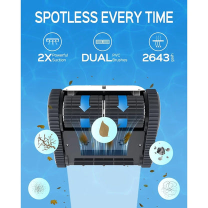 Cordless robotic pool vacuum cleaner with powerful suction and intelligent navigation for effortless cleaning of large in-ground pools