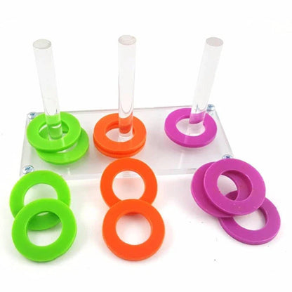 A colourful ring puzzle toy designed to engage and entertain pet birds with its vibrant colours and challenging design.
