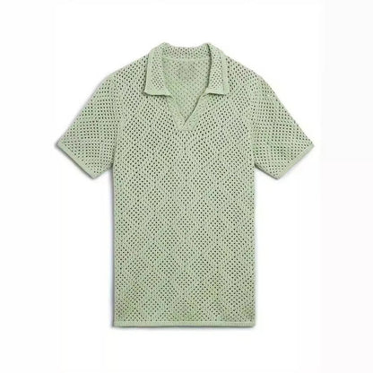 A stylish and comfortable men's knitted shirt in a classic British design, made from premium polyester fabric for breathability and softness.