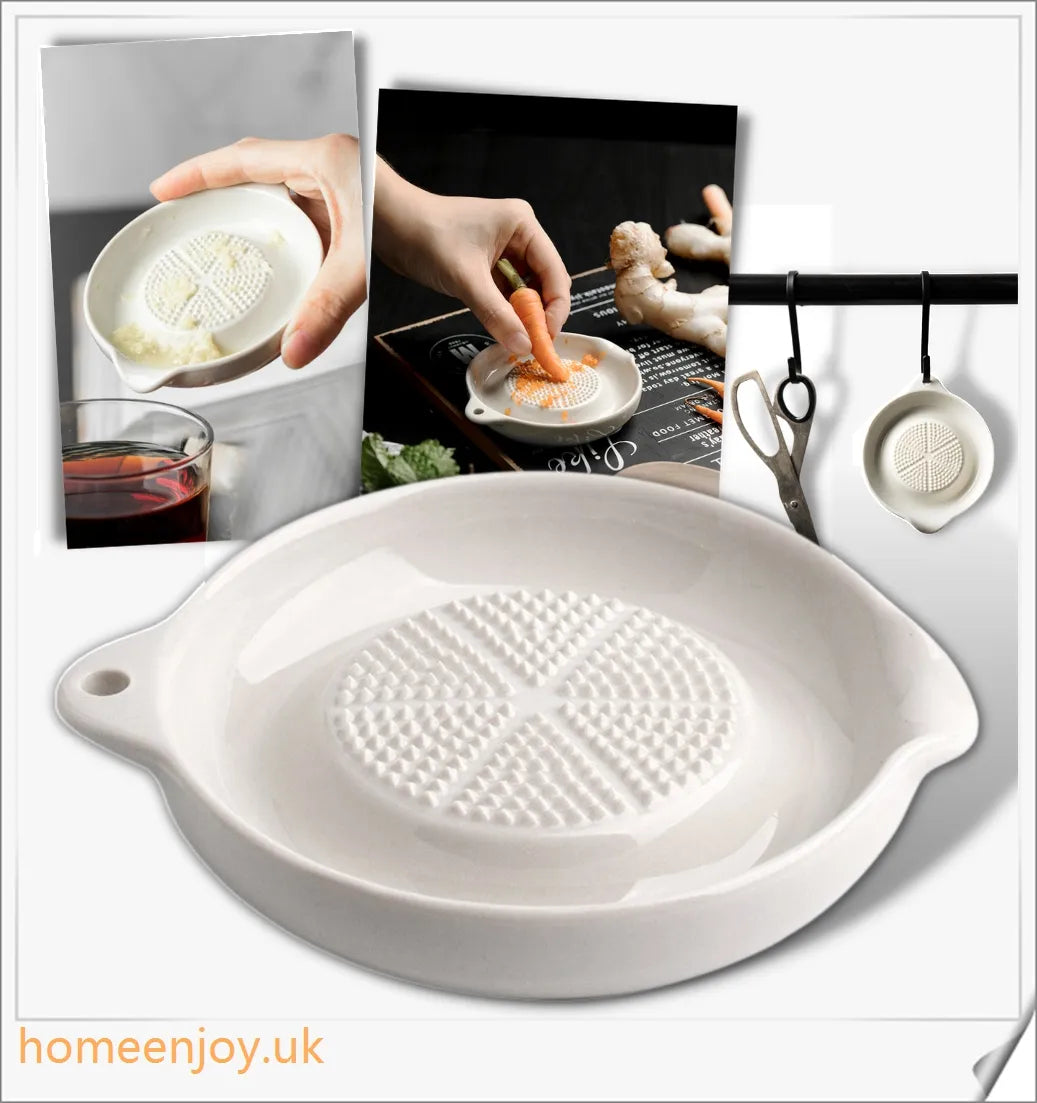 Ceramic ginger grater with no sharp blades, ideal for a family-friendly kitchen