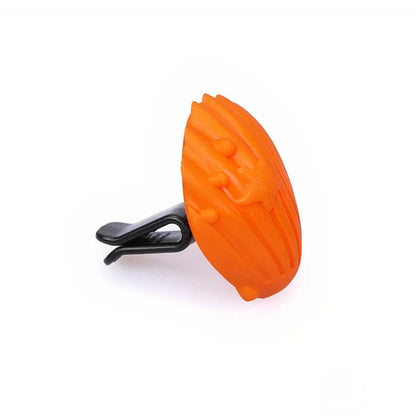 Orange flower-shaped clip-on air freshener for vehicles, providing long-lasting Squash Marine scent