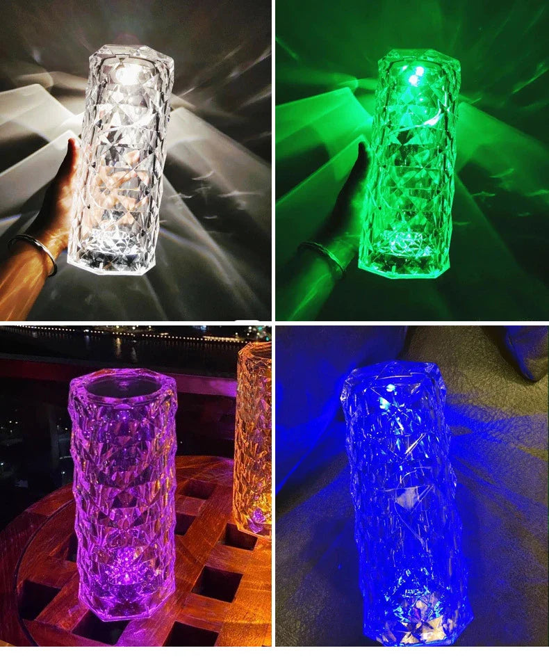 Elegant crystal-inspired table lamp with 16 colour modes, perfect for bedrooms, living rooms, and more