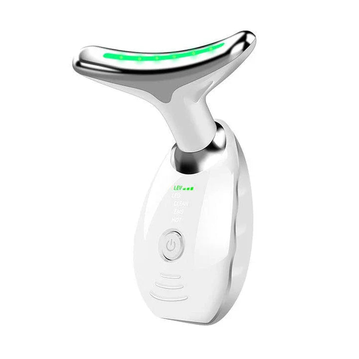 Neck and Face Beauty Device with Colorful LED Photon Therapy for Skin Tightening, Wrinkle Reduction and Double Chin Removal