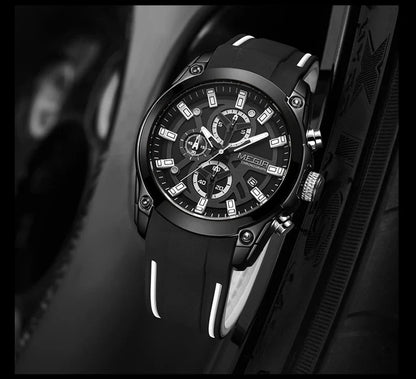 Trendha Multipurpose Sports Silicone Watch with Black Steel Case, Blue Ribbon, Durable Silicone Strap, and Precise Quartz Movement