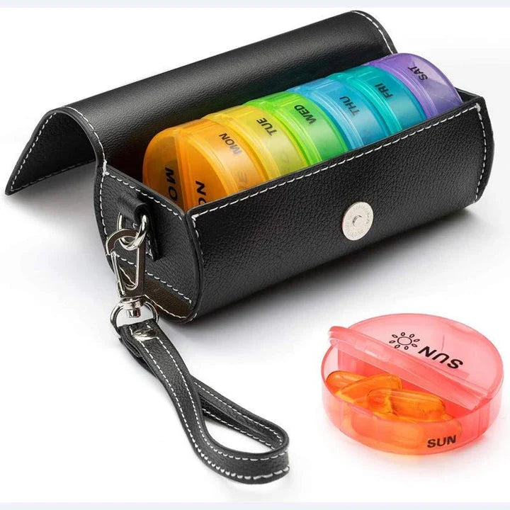7 Days Pill Box Travel Weekly Medicine Organizer - Transparent, durable, and portable pill box with clear day and night markings