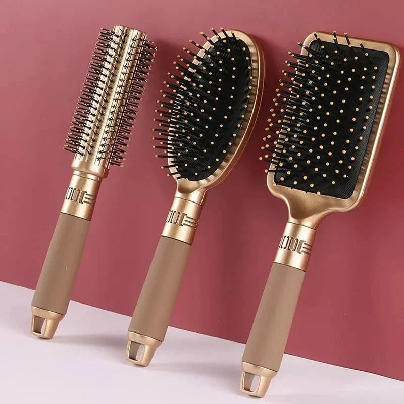 Portable anti-static hair brush with three different shape options for personalised hair styling