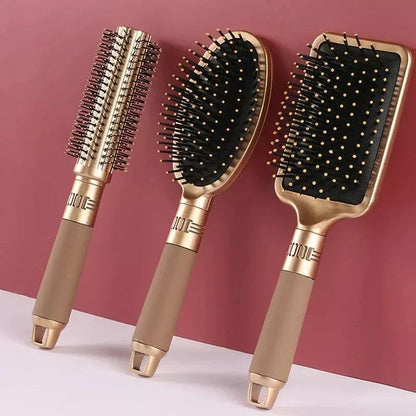 Portable anti-static hair brush with three different shape options for personalised hair styling