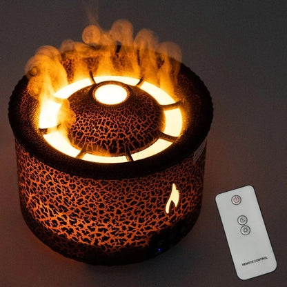 Elegant ultrasonic essential oil humidifier with flame and jellyfish-inspired lighting effects for relaxing ambiance