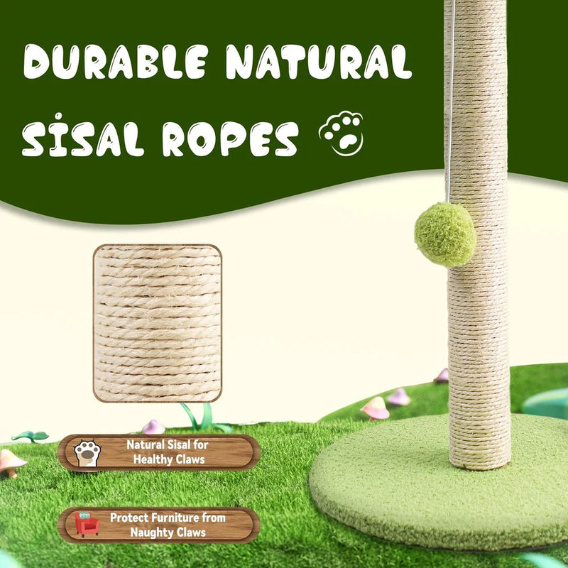 Homeenjoy UK Adorable Green Leaves Cat Scratching Post for Feline Fun