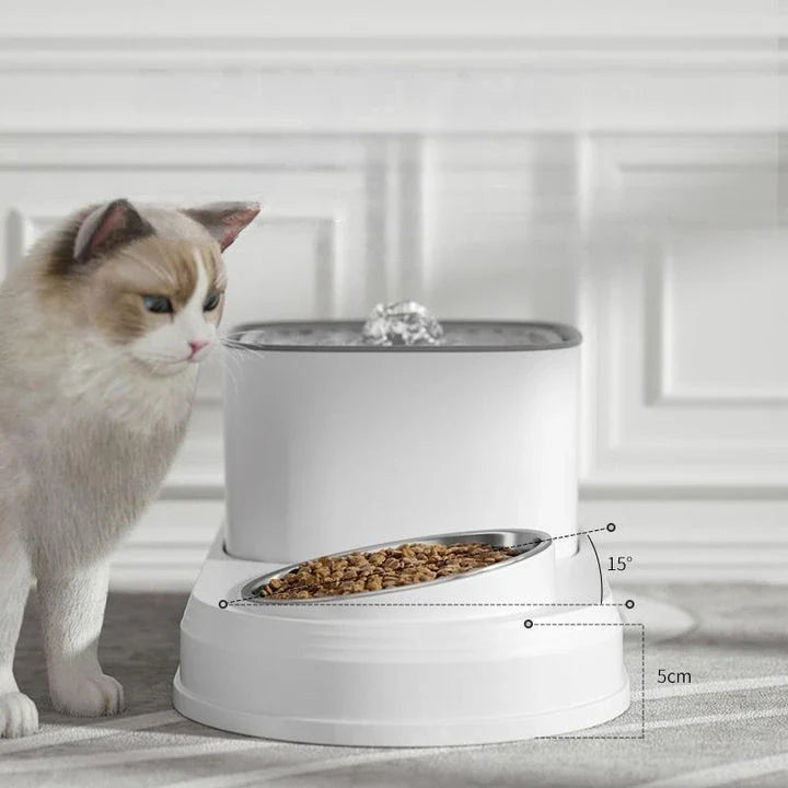 Automatic Cat Water Fountain & Feeder - 3L Dual-Function Pet Hydration Station for Feline Hydration and Feeding