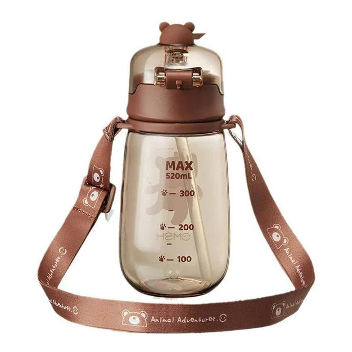Eco-Friendly 520ml Kids Water Bottle with Vibrant Cartoon Design, Durable Tritan Construction, and Convenient Straw & Strap