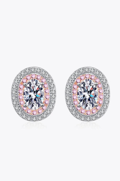Elegant platinum-plated moissanite stud earrings with a minimalist design and sparkling stones