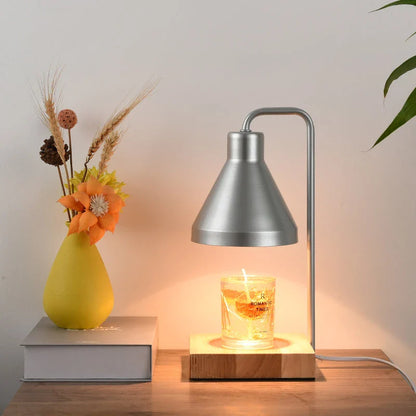 Nordic Candle Warmer Table Lamp with Aromatherapy Function - Elegant Silver Iron Design