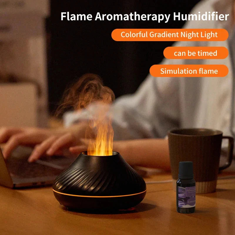 Elegant Flame Effect Aromatherapy Humidifier with Colour-Changing Lighting, a premium British-made product that enhances air quality and ambiance.