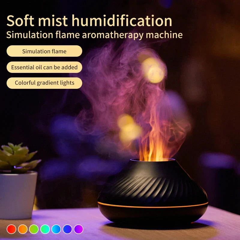 Homeenjoy UK Elegant Flame Effect Aromatherapy Humidifier with Colour-Changing Lighting