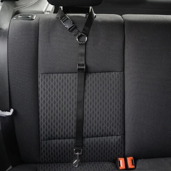Adjustable Dog Car Seatbelt with Leash and Headrest Attachment for Secure Pet Transport