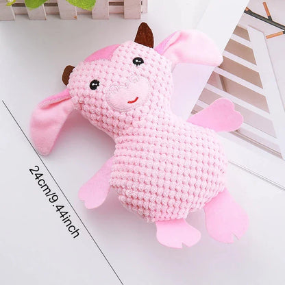 Plush Squeaky Dog Toy in Pink with Adorable Animal Design for Playful Pups