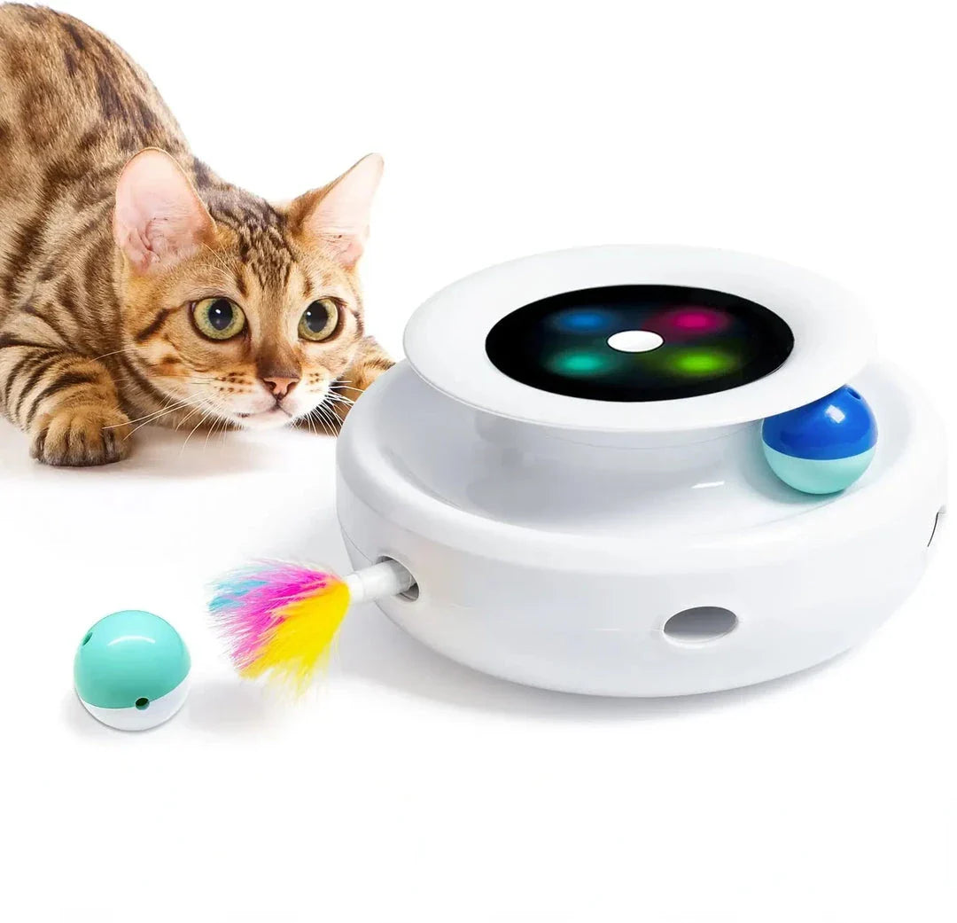 Captivating 2-in-1 Smart Cat Toy with feather wand and interactive balls for endless feline fun and engagement