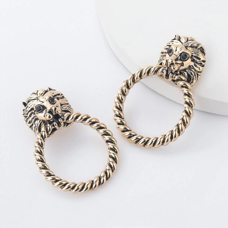Homeenjoy UK Magnificent Lion Stud Earrings - A Roaring Statement of Strength