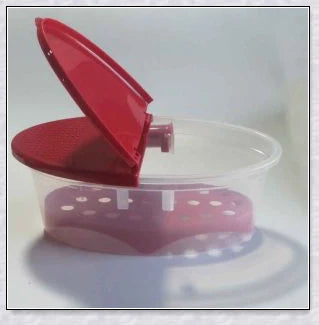 Versatile microwave pasta cooker with convenient handles and precise water-filling lines for quick and easy pasta preparation