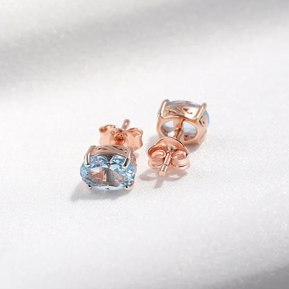 Pair of rose gold-plated sterling silver earrings with a minimalist, geometric design