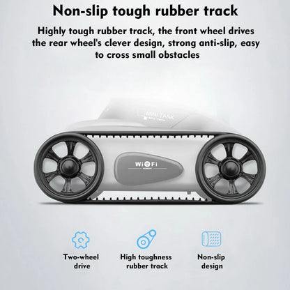 Compact remote-controlled camera tank with wireless control and 20-metre camera range