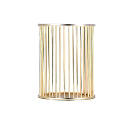 Rose gold plated pen holder with a sleek, minimalist design for organising pens, makeup brushes, and other desk accessories