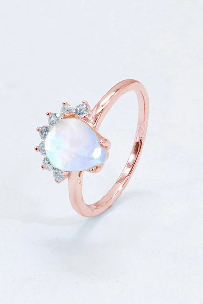 Elegant 925 sterling silver ring featuring a natural moonstone with a captivating blue-violet shimmer