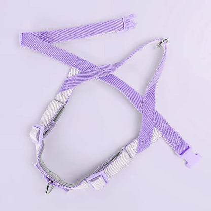 Adjustable no-pull dog harness and leash set made of durable, lightweight nylon in various colours for small, medium, and large breeds