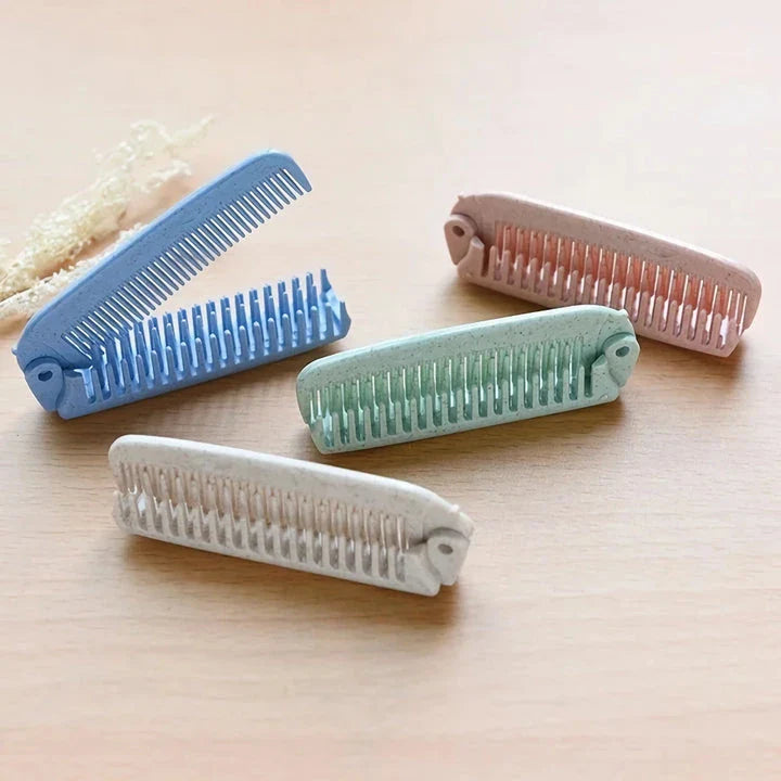 Premium folding anti-static hair brush and comb made from sustainable wheat straw materials for effortless and frizz-free styling
