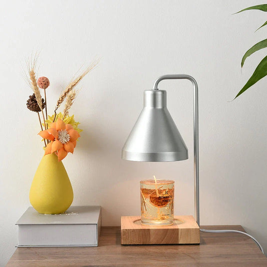 Nordic Candle Warmer Table Lamp with Aromatherapy Function - Elegant Silver Iron Design