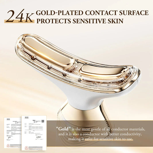 Dual Polar Neck and Face Lifting Device with 24K Gold-Plated Contact and 5-Colour Phototherapy