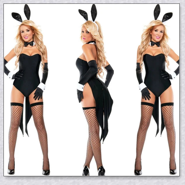 Elegant velvet bunny costume with a captivating design, perfect for Halloween, roleplay, and costume parties