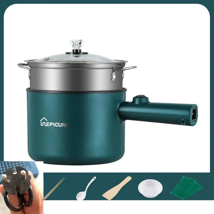 Emerald Green or Sapphire Blue Multi-Function Electric Cooker with Steaming Grid and Intuitive Controls