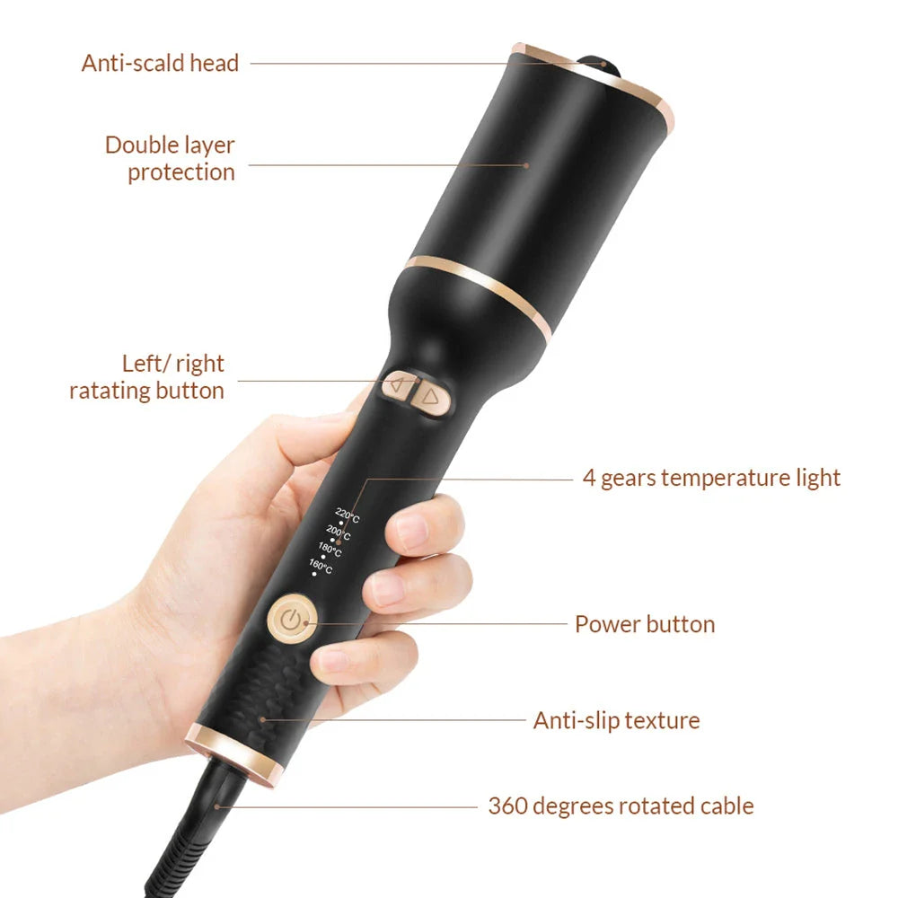 Auto-Rotating Ceramic Hair Curler with Salon-Quality Curling Capabilities