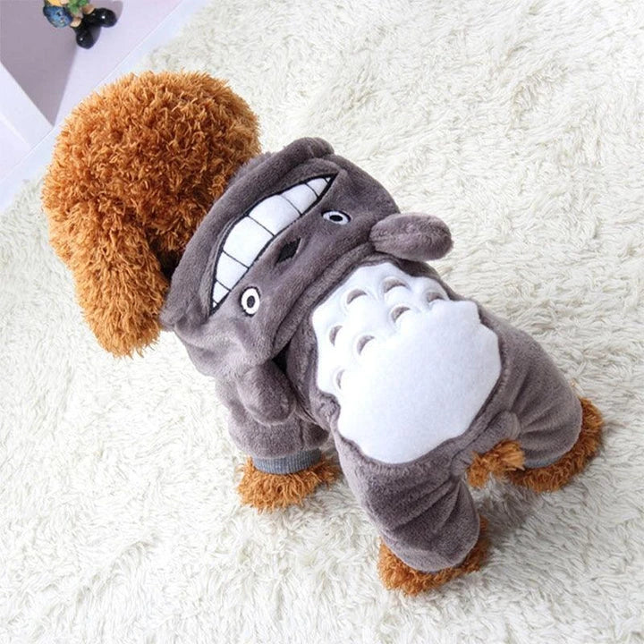 Cosy and comfortable fleece jumpsuit for small dogs in a classic brown colour
