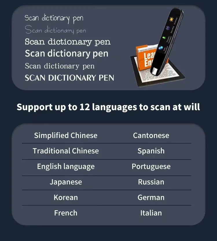 International Edition Scanning Translation Pen with advanced optical character recognition technology for seamless multilingual translation