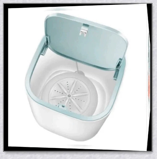Compact and portable mini washing machine with powerful 18W motor, energy-efficient design, and ultrasonic sterilization for deep cleaning in small spaces