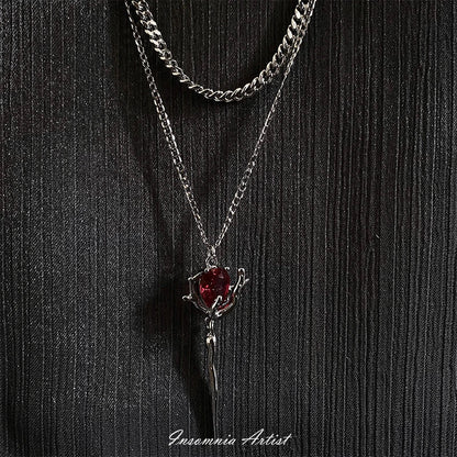 Elegant Gothic Vampire Sceptre Necklace with sceptre-inspired pendant and semi-precious stone embellishments