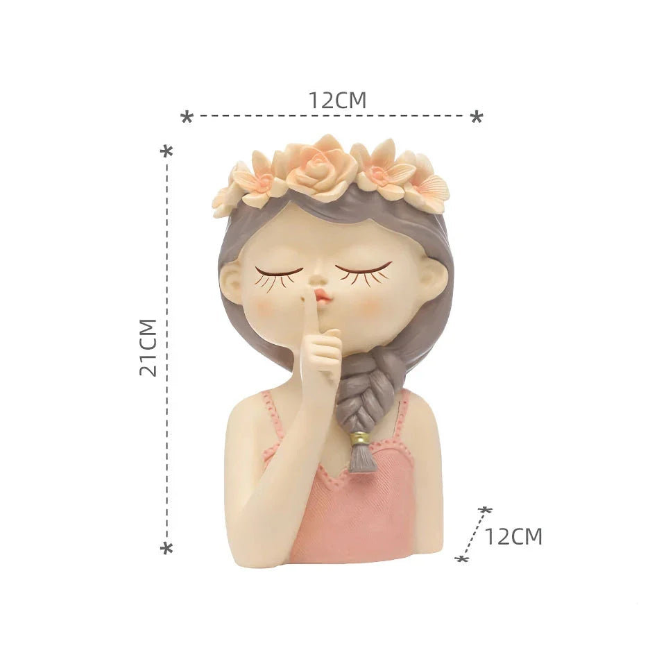 A charming 7.8-inch resin planter in the shape of a fairy girl, perfect for displaying succulents and adding whimsical decor to your home or office.