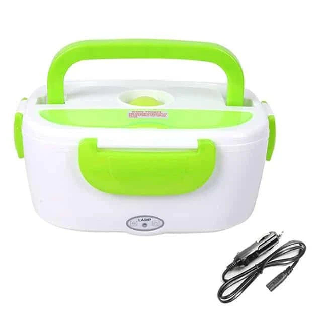 Portable Electric Heating Lunch Box with 1.2-litre capacity, 40-watt heating, and durable plastic construction for hot, freshly prepared meals on the go.
