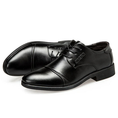 Men's stylish and comfortable business dress shoes with pointed toe, low profile, and detailed stitching