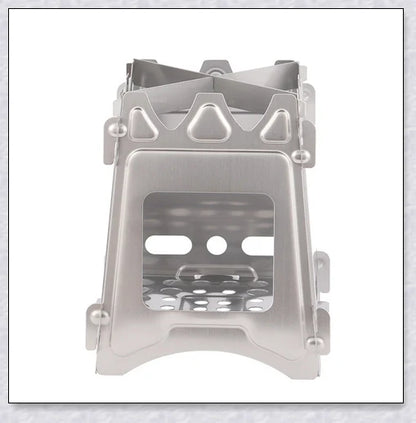 Compact titanium wood-fired camping stove with efficient air flow design and ultralight construction for easy portability