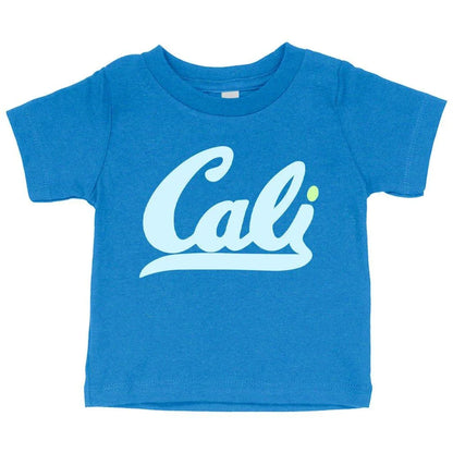 Soft blue California-inspired baby t-shirt with flexible fit for newborns up to 24 months